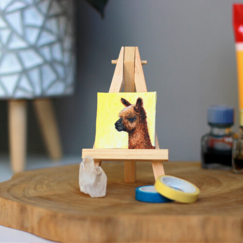 alpaca schilderij mini canvas